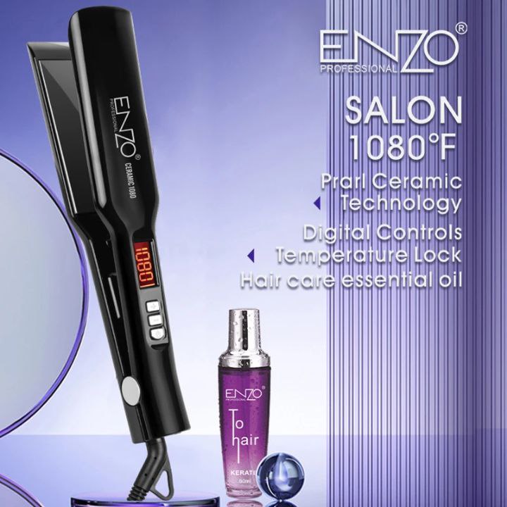 ENZO EN-5188 Nano Titanium Keratin Hair Straightener & Essential Oil